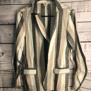 Venus Striped Blazer - Gray, Cream, Tan